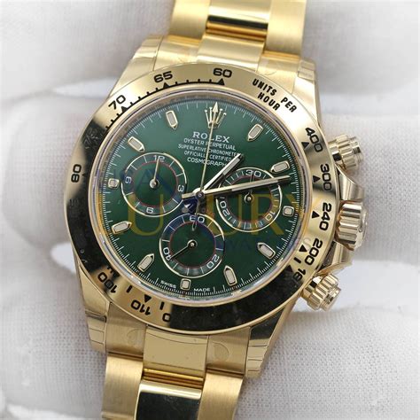 rolex daytona gold green dial|18k gold Rolex daytona cosmograph.